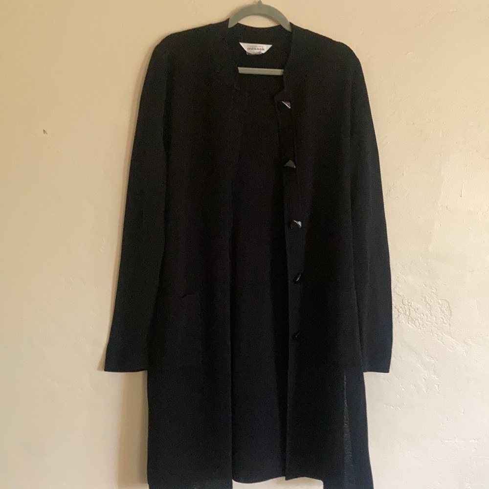 Misook long cardigan size Large in black